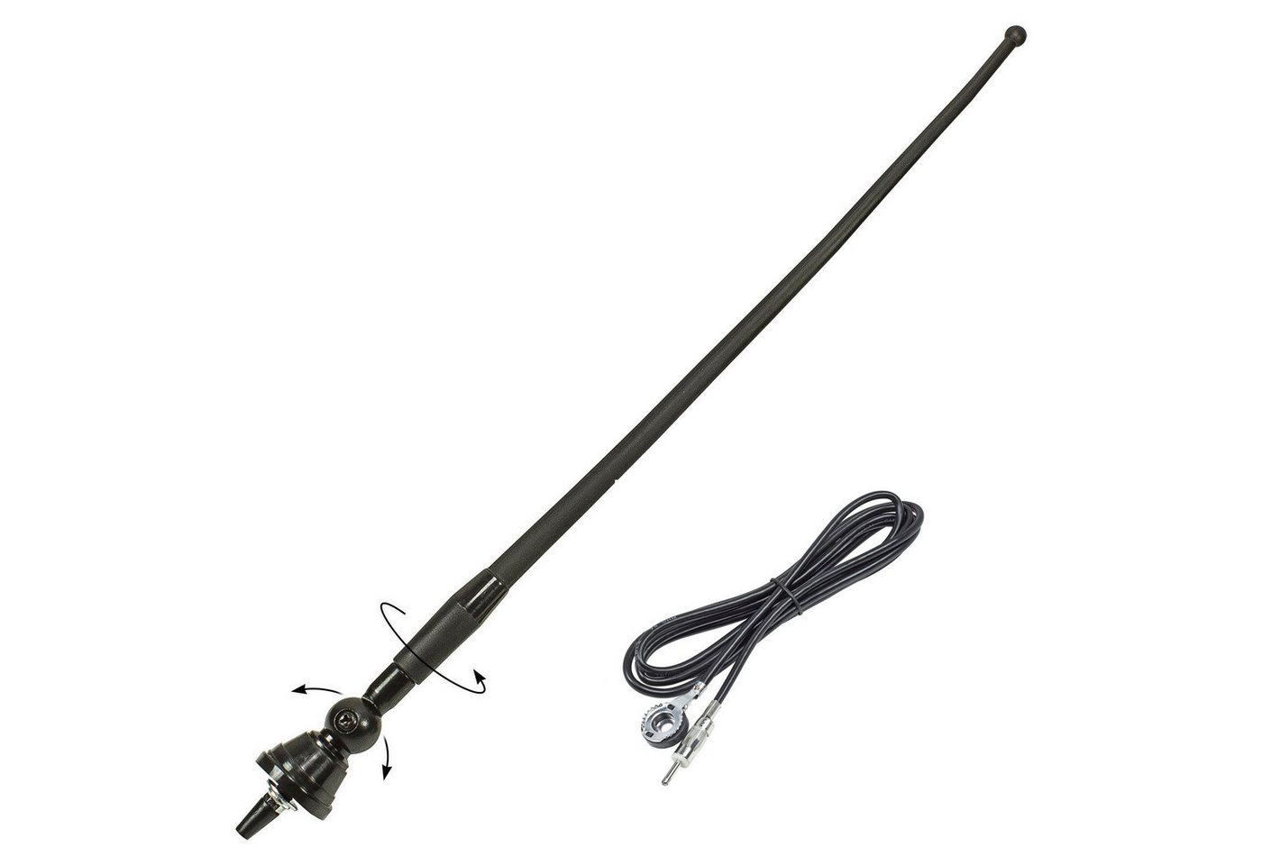 tomzz Audio Hochflexible Universal Gummi Antenne AM/FM UKW ca. 1,3m Kabel DIN+ISO Autoradio-Ersatzantennenstab