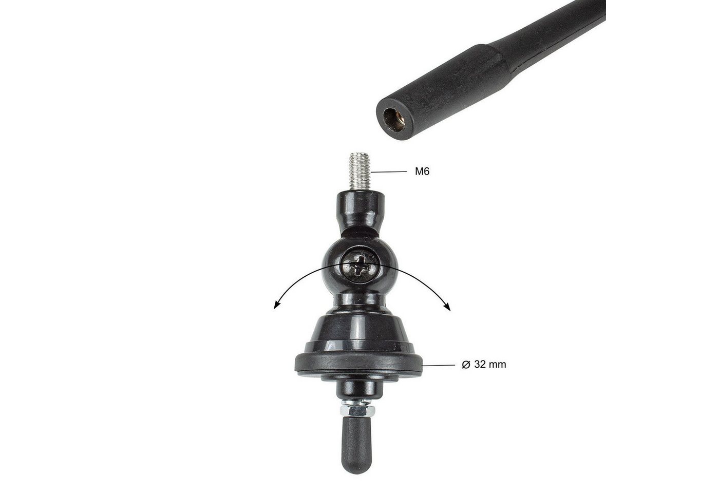 tomzz Audio Hochflexible Universal Gummi Antenne AM/FM UKW ca. 1,3m Kabel DIN+ISO Autoradio-Ersatzantennenstab Bild 2