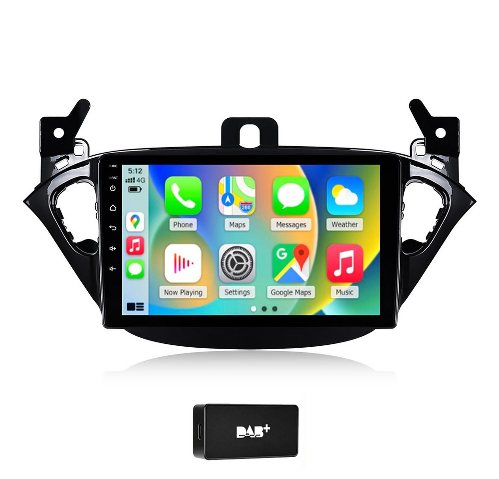 A-Sure DAB+ CarPlay GPS WIFI Android 15 Für Opel Corsa E 2015-2019 Adam Autoradio (Digitalradio (DAB), FM, Carplay Android Auto Bluetooth EQ USB GPS Navi WIFI Touchscreen)