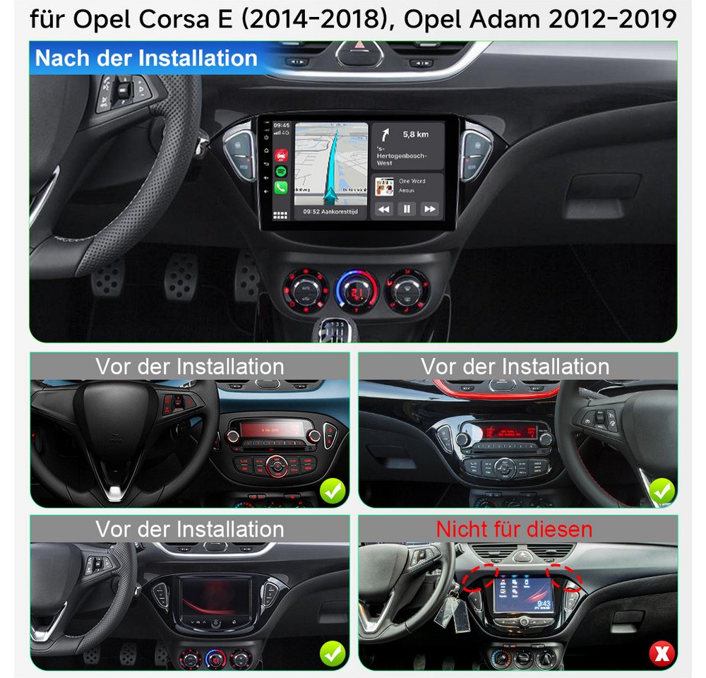 A-Sure DAB+ CarPlay GPS WIFI Android 15 Für Opel Corsa E 2015-2019 Adam Autoradio (Digitalradio (DAB), FM, Carplay Android Auto Bluetooth EQ USB GPS Navi WIFI Touchscreen) Bild 5