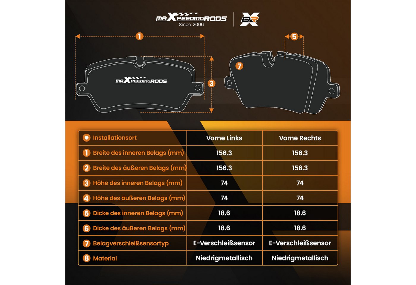 maXpeedingrods Bremsbelag, Bremsbeläge Bremsbelagsatz Vorne For Audi A4 A6 Seat Skoda VW Passat Bild 2