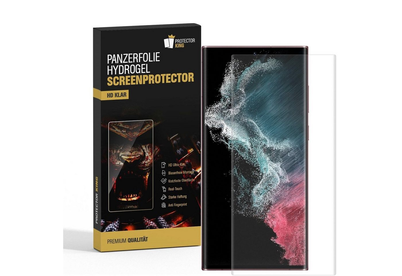 Protectorking Schutzfolie 1x Hydrogel-Glass für Samsung Galaxy S22 Ultra Selbstheilend für Micro, (1-Stück), 3D-KLAR Bild 2