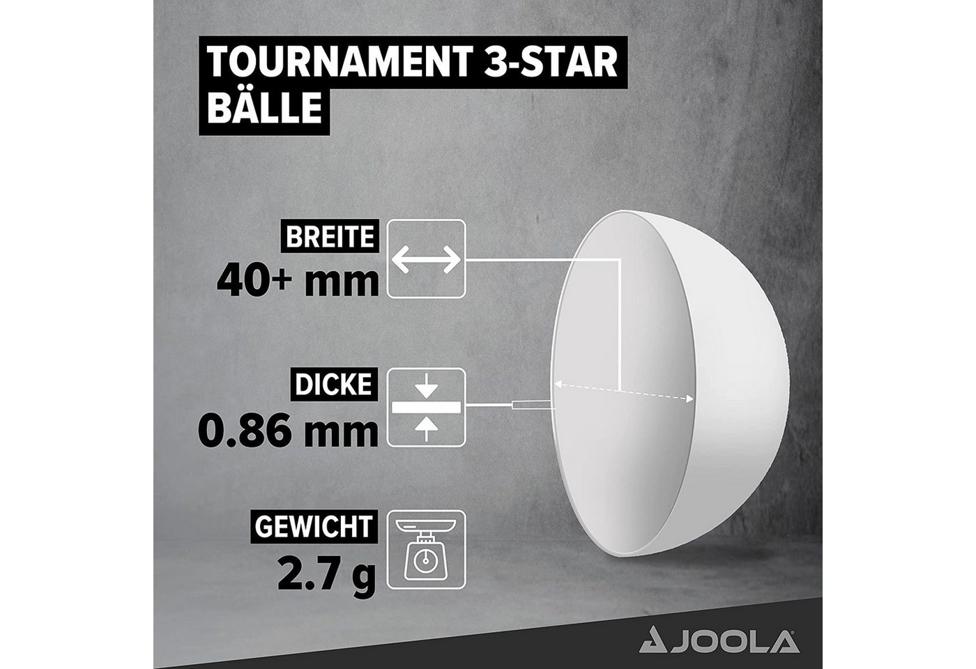 Joola Tischtennisball Tischtennisbälle TOURNAMENT*** 40+ WH CT24, Tischtennis Bälle Tischtennisball Ball Balls Bild 4