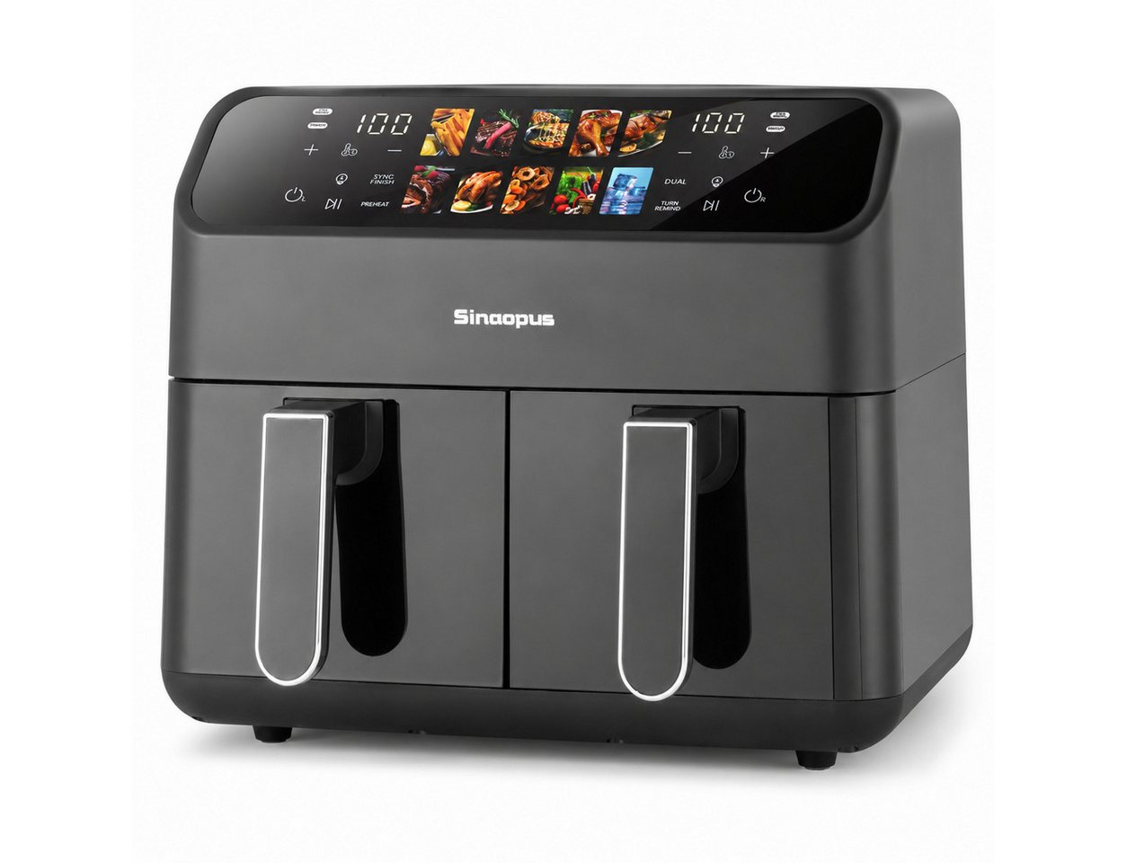 Sinaopus Heißluftfritteuse 10L Dual Zone, 2 Körbe, Airfryer XXL mit 10 Programmen, 2000 W, Doppelkammer-Airfryer mit LED-Touchscreen & 80–200 °C Bild 2