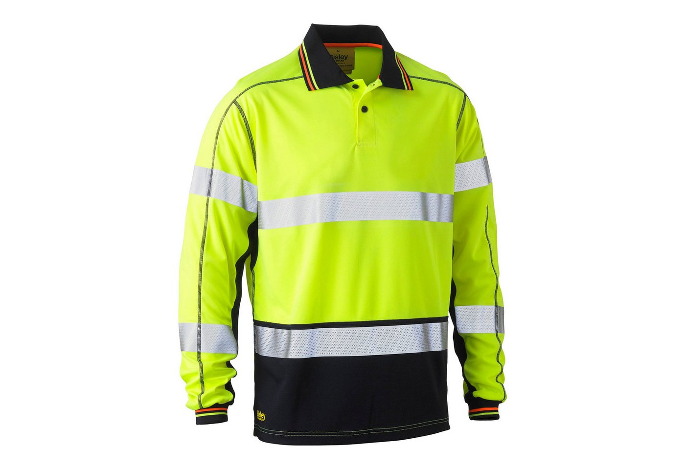 Bisley Workwear Warnschutz-Shirt BISLEY BRAIDON HI VIS LANGARM Poloshirt Hohe Sichtbarkeit