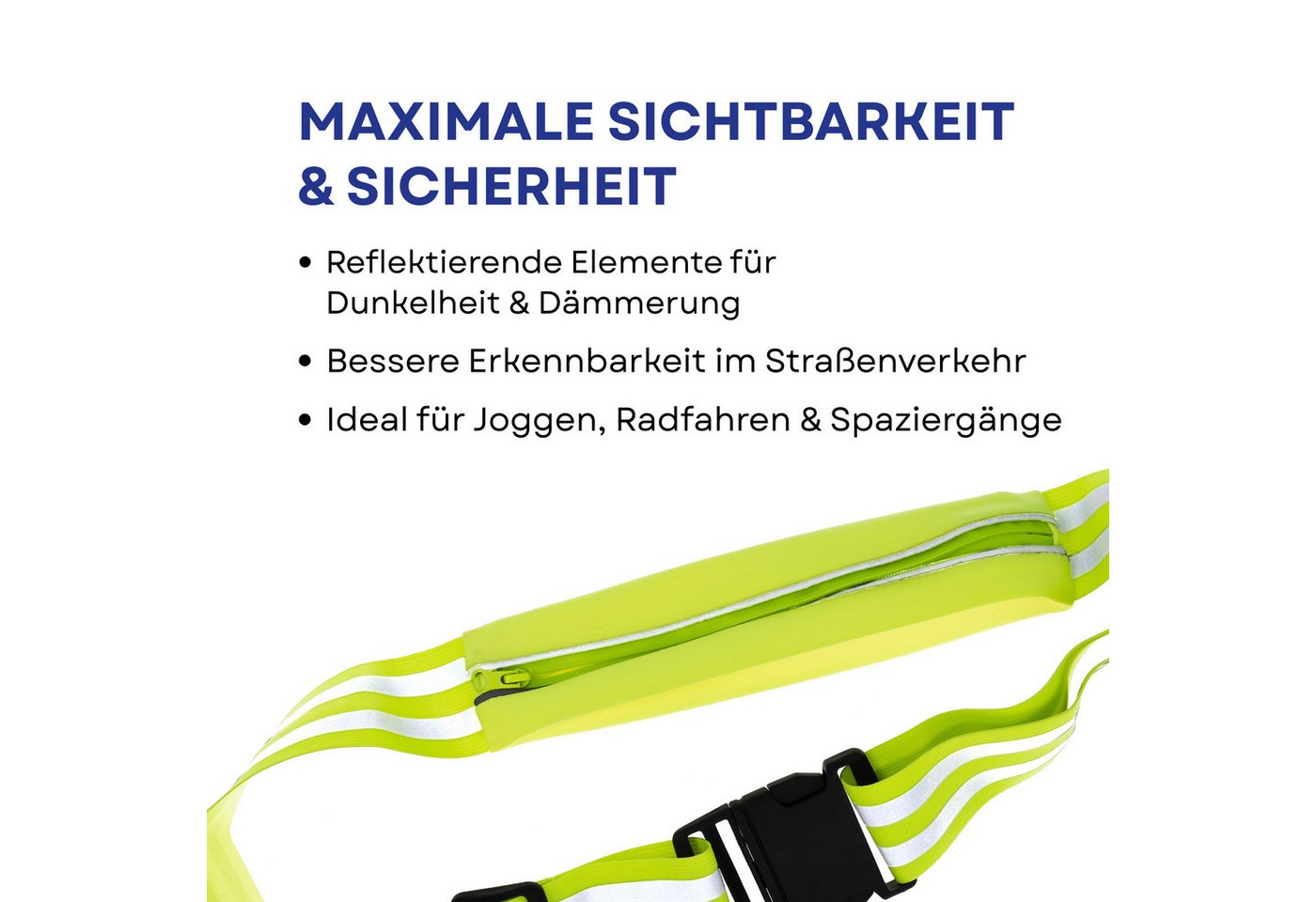 FIRST AID ONLY® Reflektorband Reflektorgurt Neon-Gelb, Reflekorband nach EN ISO 20471, Tasche für Mobiltelefon oder Geldbörse Bild 3