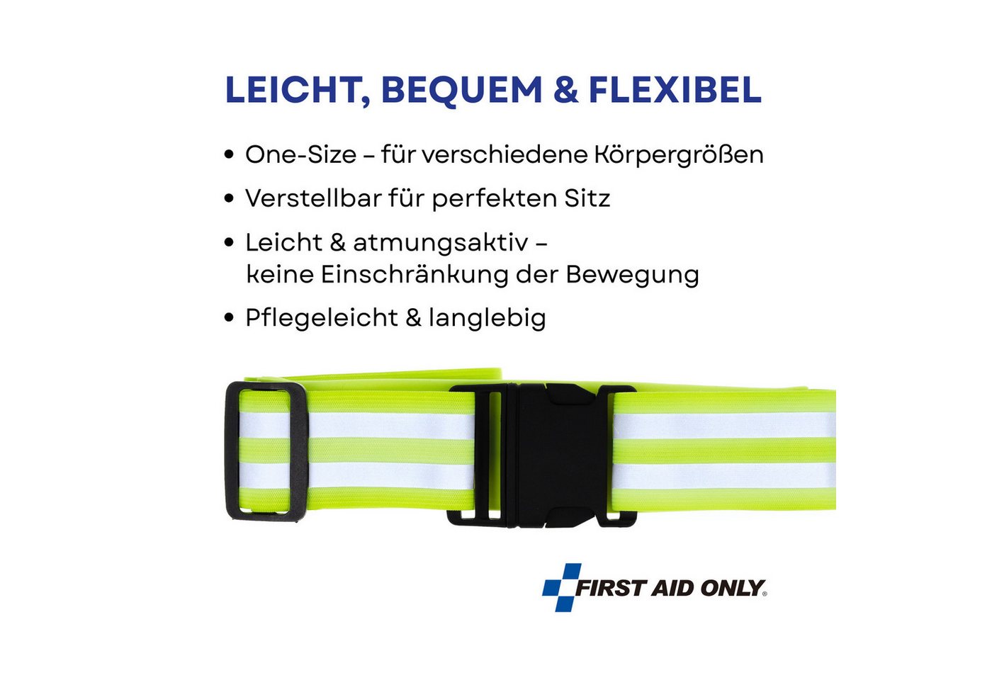 FIRST AID ONLY® Reflektorband Reflektorgurt Neon-Gelb, Reflekorband nach EN ISO 20471, Tasche für Mobiltelefon oder Geldbörse Bild 5