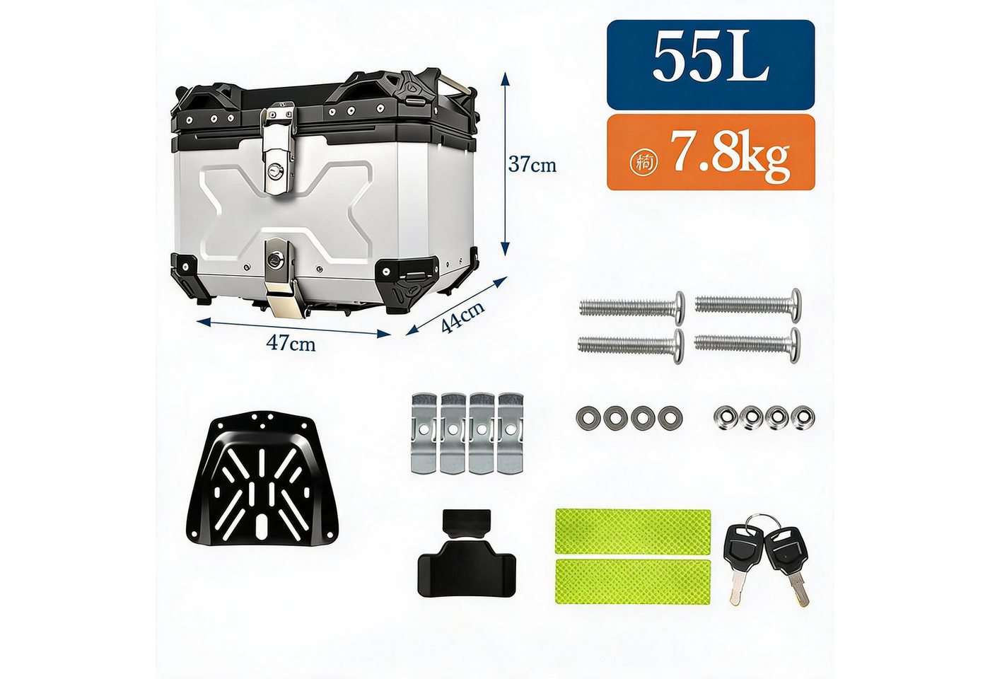 GarveeMore Topcase 55L Motorrad Topcase Heck Tourenbox Mit Schloss Bild 3