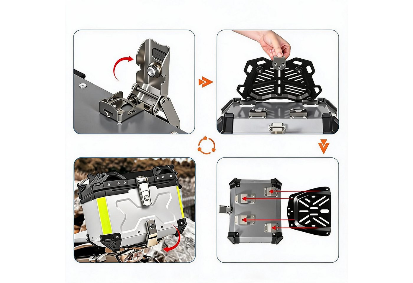 GarveeMore Topcase 55L Motorrad Topcase Heck Tourenbox Mit Schloss Bild 4