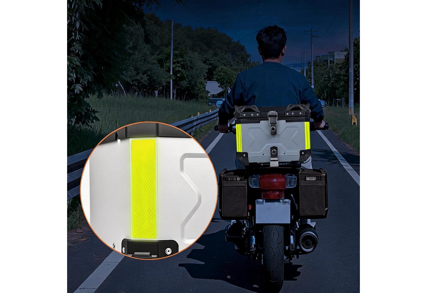 GarveeMore Topcase 55L Motorrad Topcase Heck Tourenbox Mit Schloss Bild 5