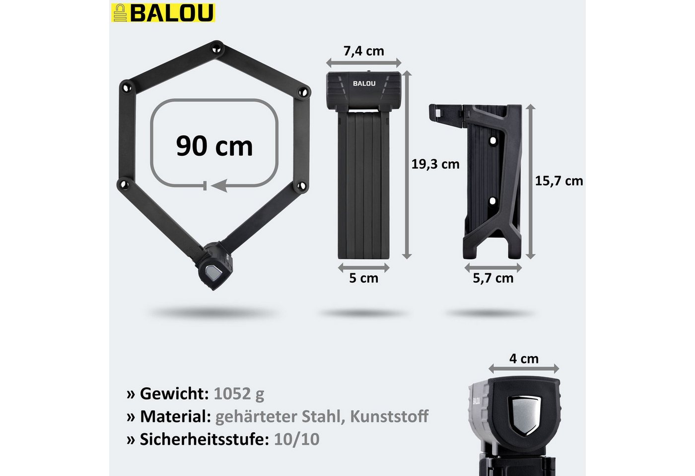 BALOU Faltschloss BALOU Faltschloss, in 5 verschiedenen Farben