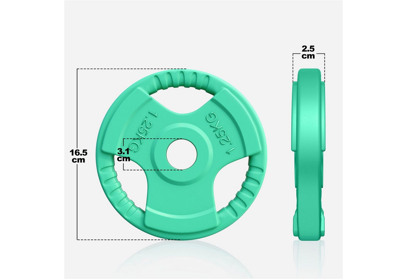 GORILLA SPORTS Hantelscheibe Hantelscheibe 30/31 mm Gummi Gripper 1,25-25 KG, 1.25 kg