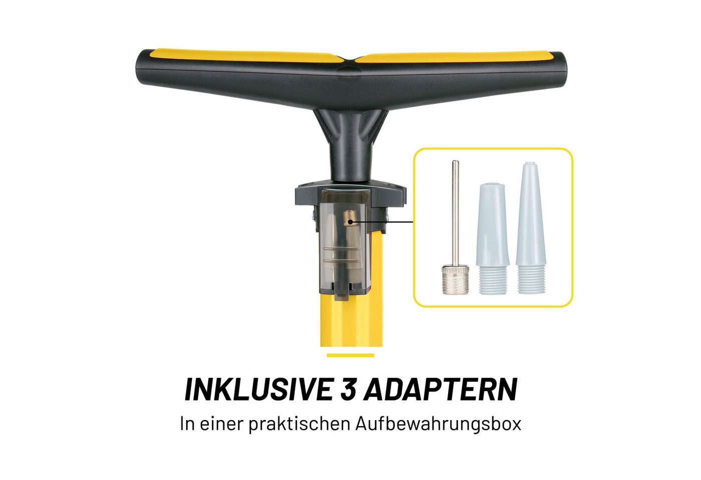 Dunlop Fahrradpumpe Dunlop Fahrradpumpe mit Manometer und Ventil Adapter Set Bild 3