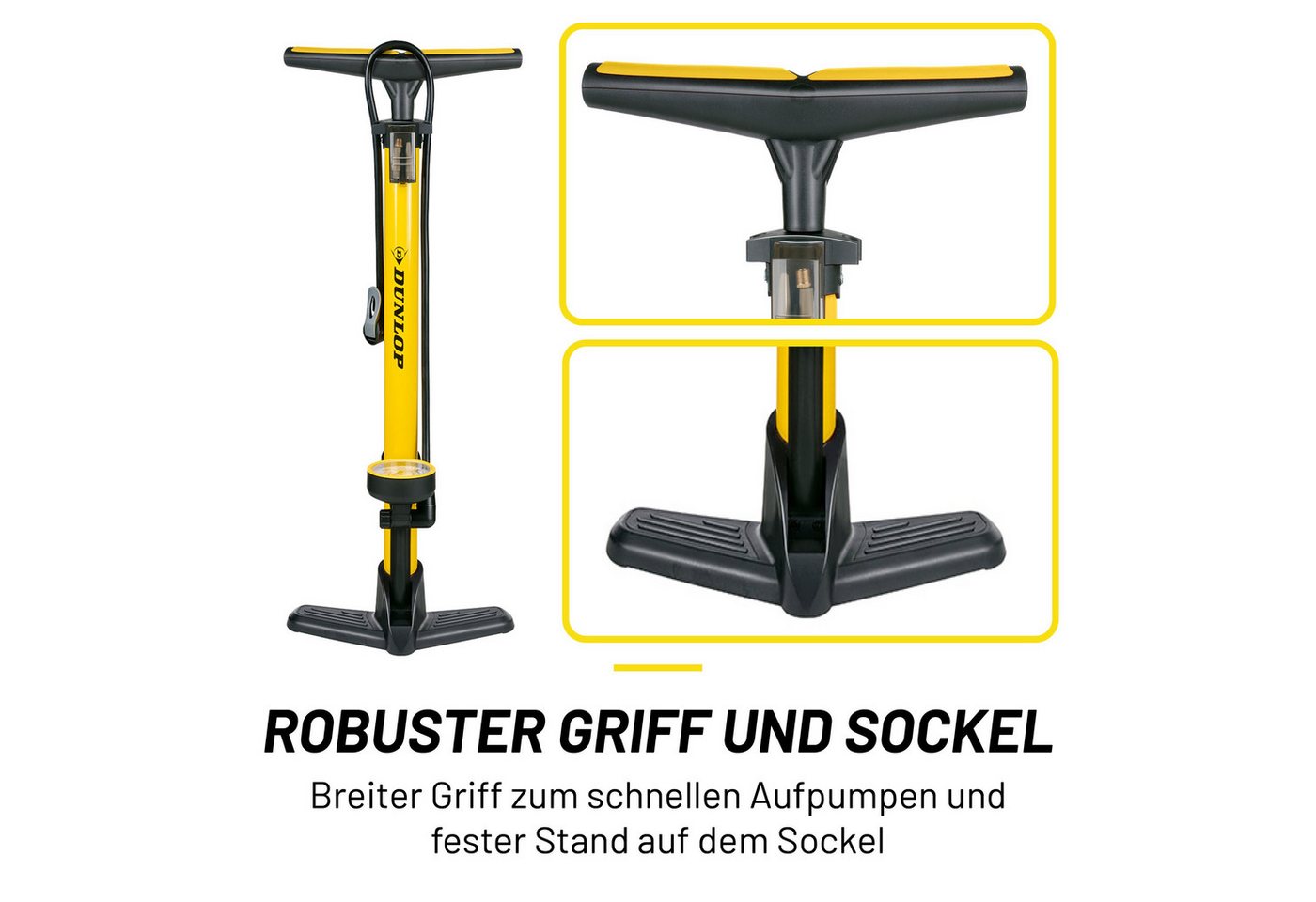 Dunlop Fahrradpumpe Dunlop Fahrradpumpe mit Manometer und Ventil Adapter Set Bild 4