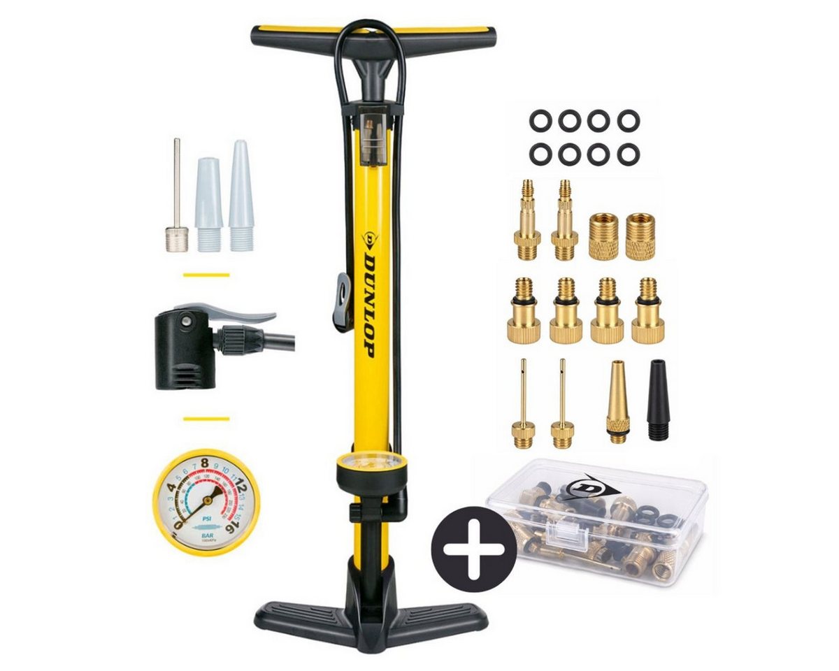 Dunlop Fahrradpumpe Dunlop Fahrradpumpe mit Manometer und Ventil Adapter Set Bild 5