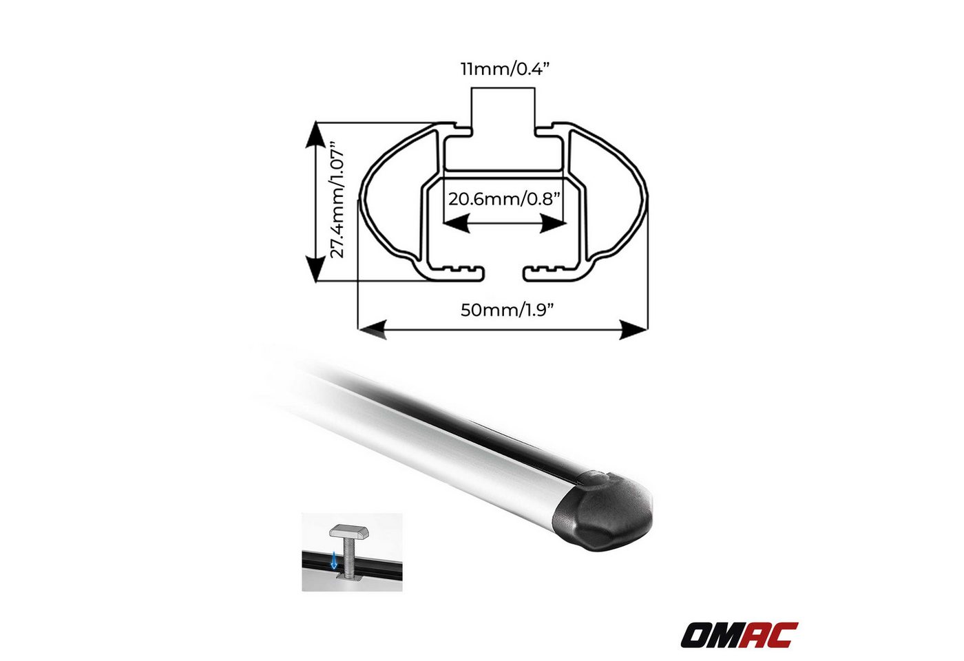 OMAC Dachträger Quick Dachträger für Mitsubishi ASX II 2023-2026 Aluminium Silber 2x (2-St) Bild 2