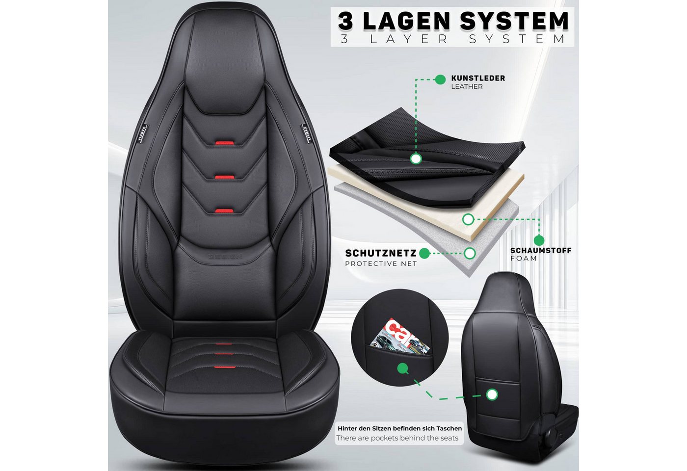 BREMER SITZBEZÜGE Autositzbezug für Mercedes CLA C117 Bj 2013-18 LT1, Set, 2-tlg., Schonbezüge Sitzbezüge Fahrer und Beifahrer, in Schwarz Bild 5