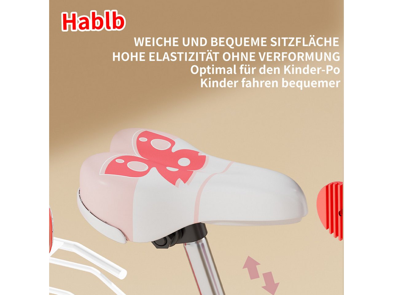 Habib Gruppe Kinderfahrrad Prinzessin Mädchen 12 14 16 Zoll ab 3 Jahre, Kinderfahrrad Mädchen ab 3 Jahre im Prinzessin-Design