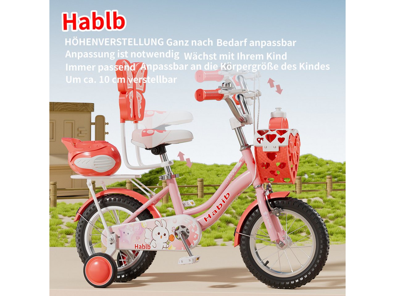 Habib Gruppe Kinderfahrrad Prinzessin Mädchen 12 14 16 Zoll ab 3 Jahre, Kinderfahrrad Mädchen ab 3 Jahre im Prinzessin-Design Bild 2