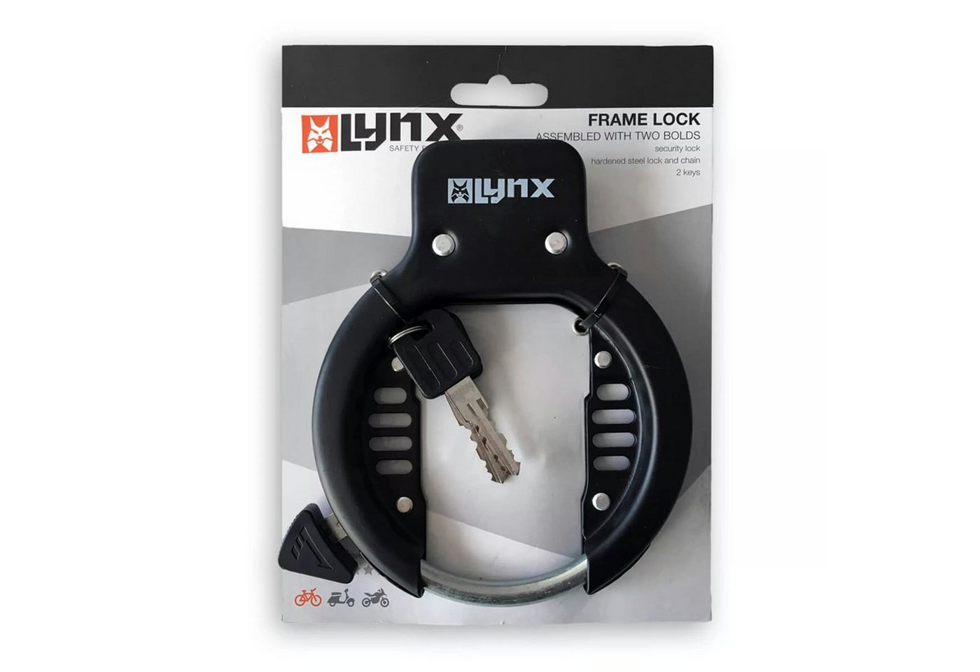 lynx Rahmenschloss Fahrradschloss Rahmenschloss56mm breite Öffnung 2 Schlüssel schwarz