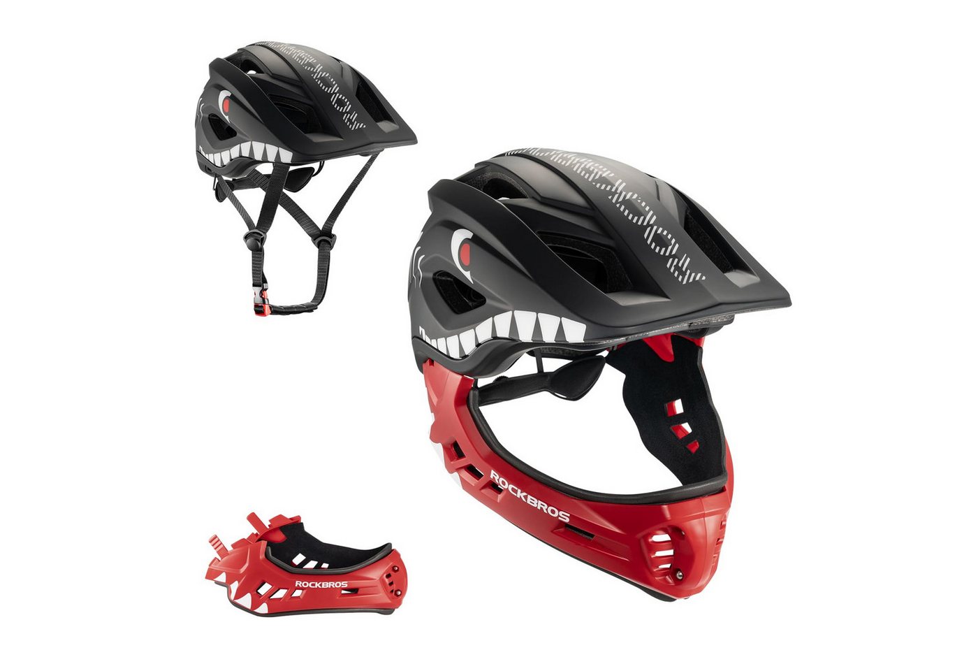 ROCKBROS Kinderhelm Integriert Fahrradhelm Kinder Jugend Fullface Helm, mit Abnehmbarem Kinnschutz BMX MTB Downhill Helm Bild 3