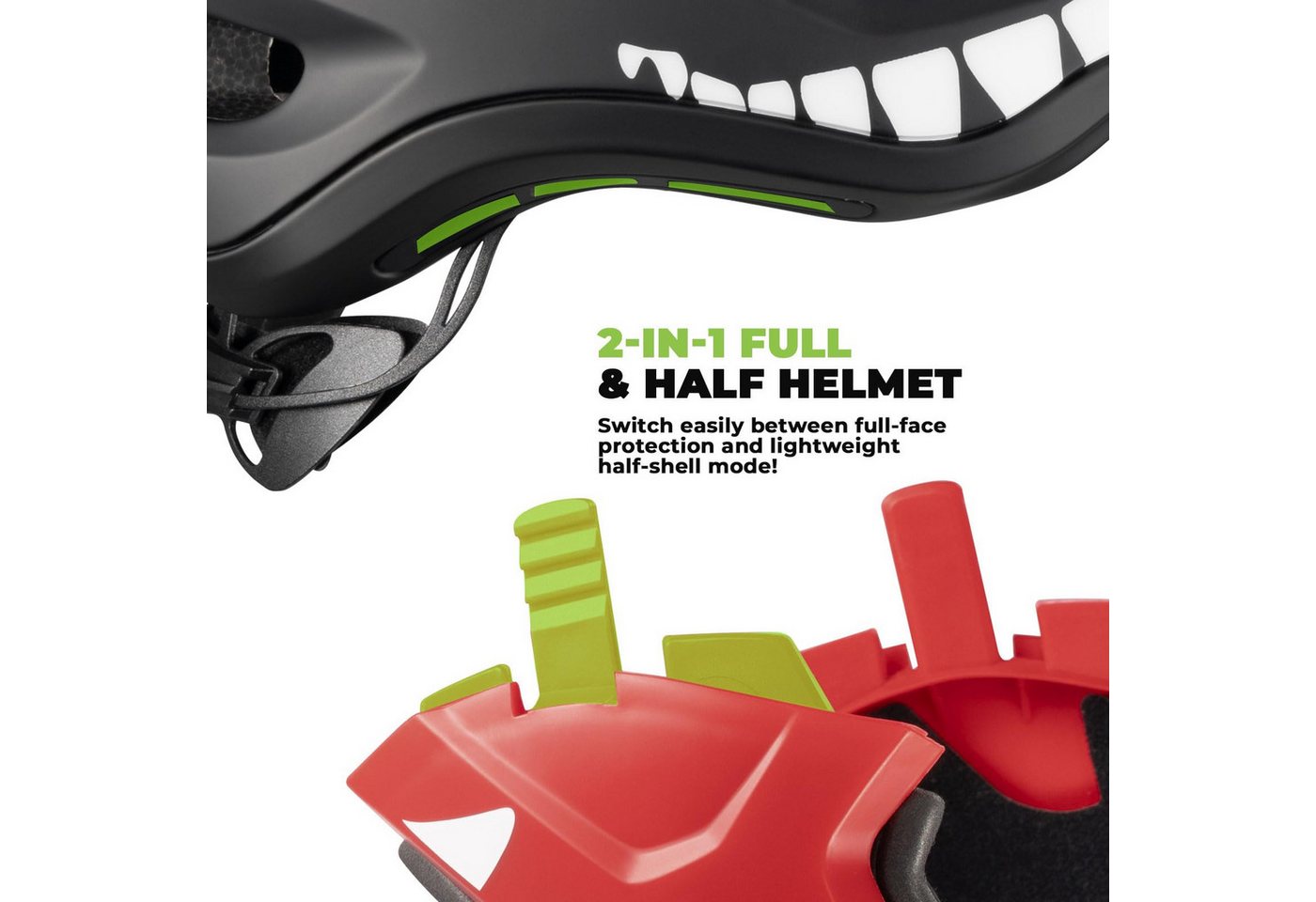 ROCKBROS Kinderhelm Integriert Fahrradhelm Kinder Jugend Fullface Helm, mit Abnehmbarem Kinnschutz BMX MTB Downhill Helm Bild 4
