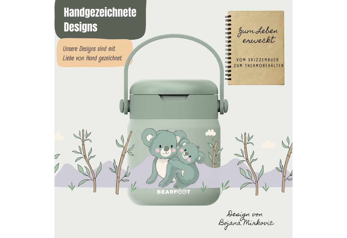BEARFOOT Trinkflasche Thermobehälter Kinder Edelstahl - Koala Sabei, Thermobehälter, auslaufsicher, Edelstahl, Food jar, BPA-frei Bild 4