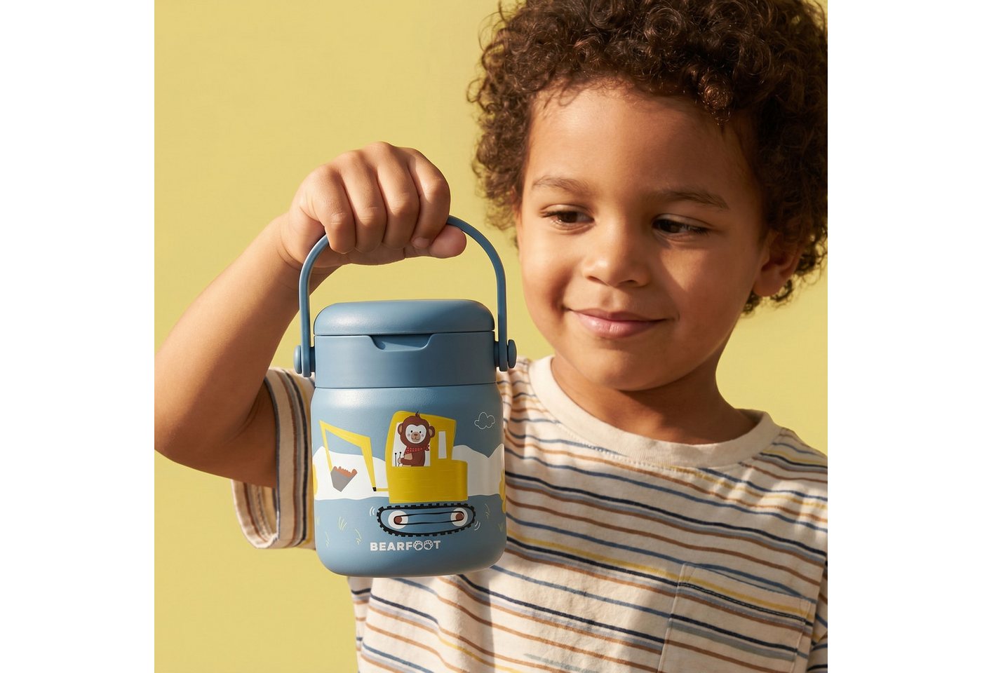 BEARFOOT Trinkflasche Thermobehälter Kinder Edelstahl - Bagger blau, Thermobehälter, auslaufsicher, Edelstahl, Food jar, BPA-frei Bild 3
