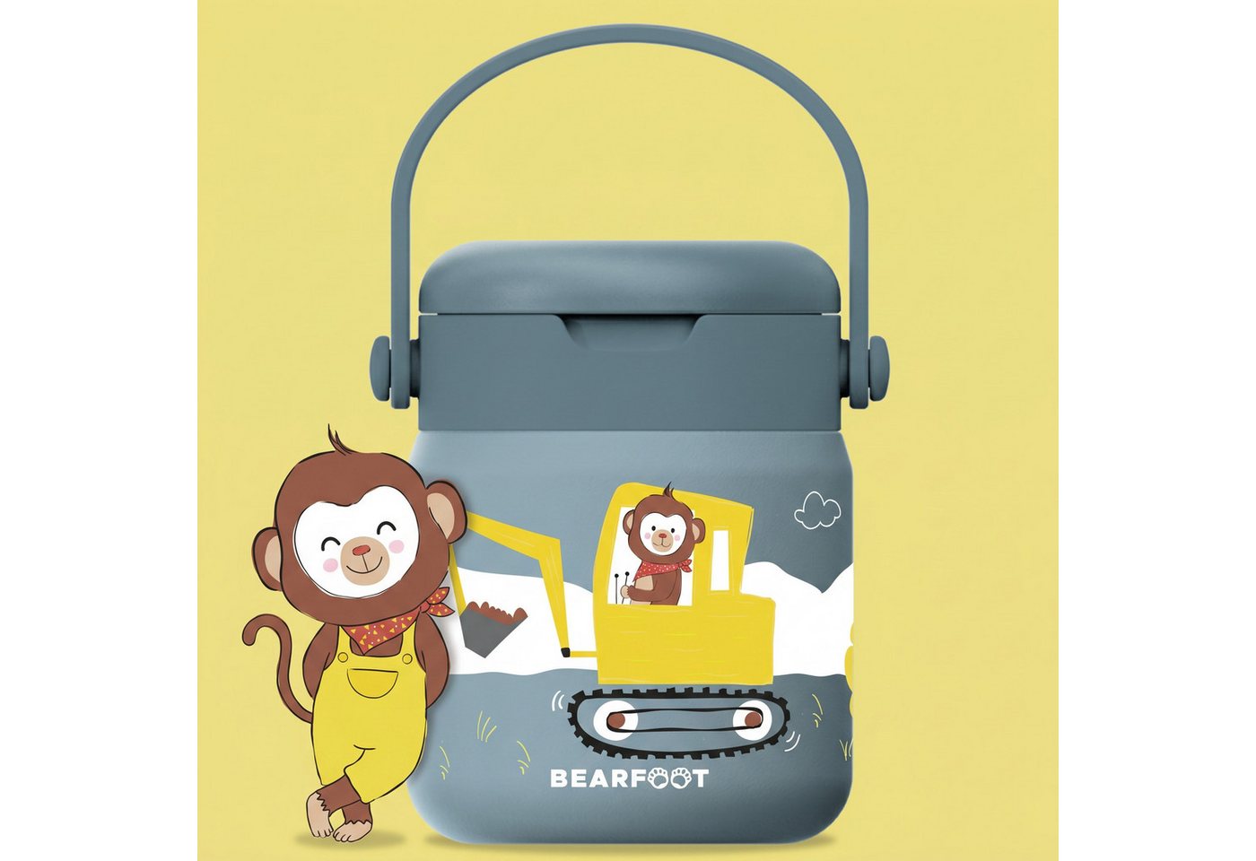 BEARFOOT Trinkflasche Thermobehälter Kinder Edelstahl - Bagger blau, Thermobehälter, auslaufsicher, Edelstahl, Food jar, BPA-frei Bild 4