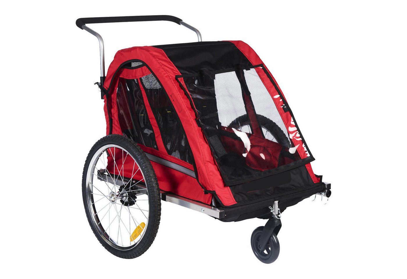 DOTMALL Fahrradkinderanhänger Fahrradanhänger für 2 Kinder,klappbar, UV-Schutz, Sicherheitsflagge Bild 4