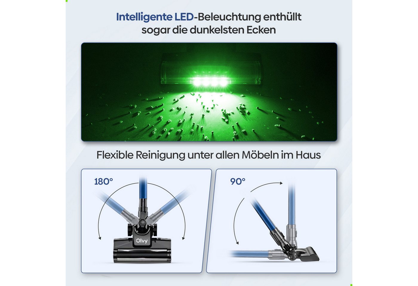 Olvy Akku-Hand-und Stielstaubsauger Olvy Akku-Staubsauger mit Wischfunktion – Kabelloser Staubsauger Bild 4