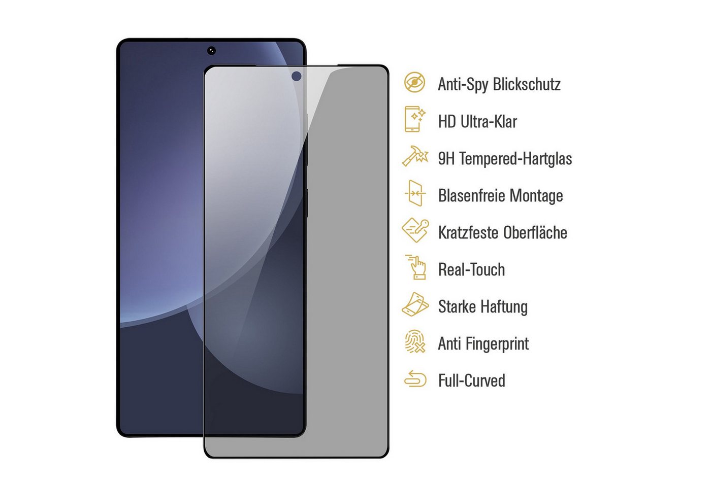 Protectorking Schutzfolie 1x Blickschutz 9H Panzerglas für Samsung Galaxy S25 Ultra Anti-Spy, (1-Stück), echtes Tempered 9H Glass Anti-Spy Sichtschutz Bild 4