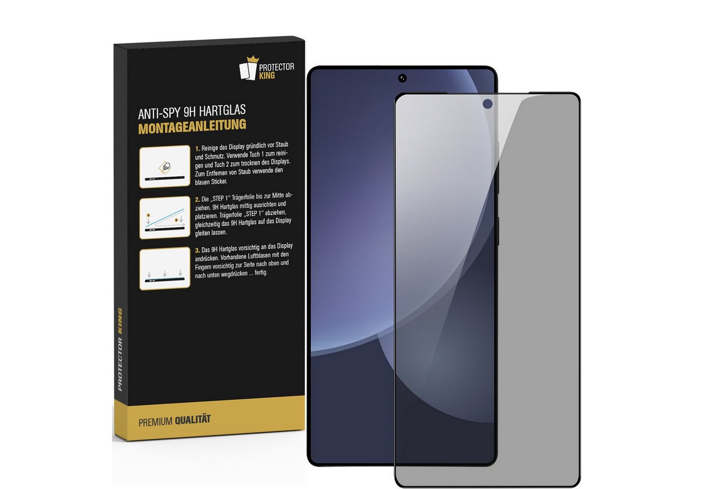 Protectorking Schutzfolie 1x Blickschutz 9H Panzerglas für Samsung Galaxy S25 Ultra Anti-Spy, (1-Stück), echtes Tempered 9H Glass Anti-Spy Sichtschutz Bild 5