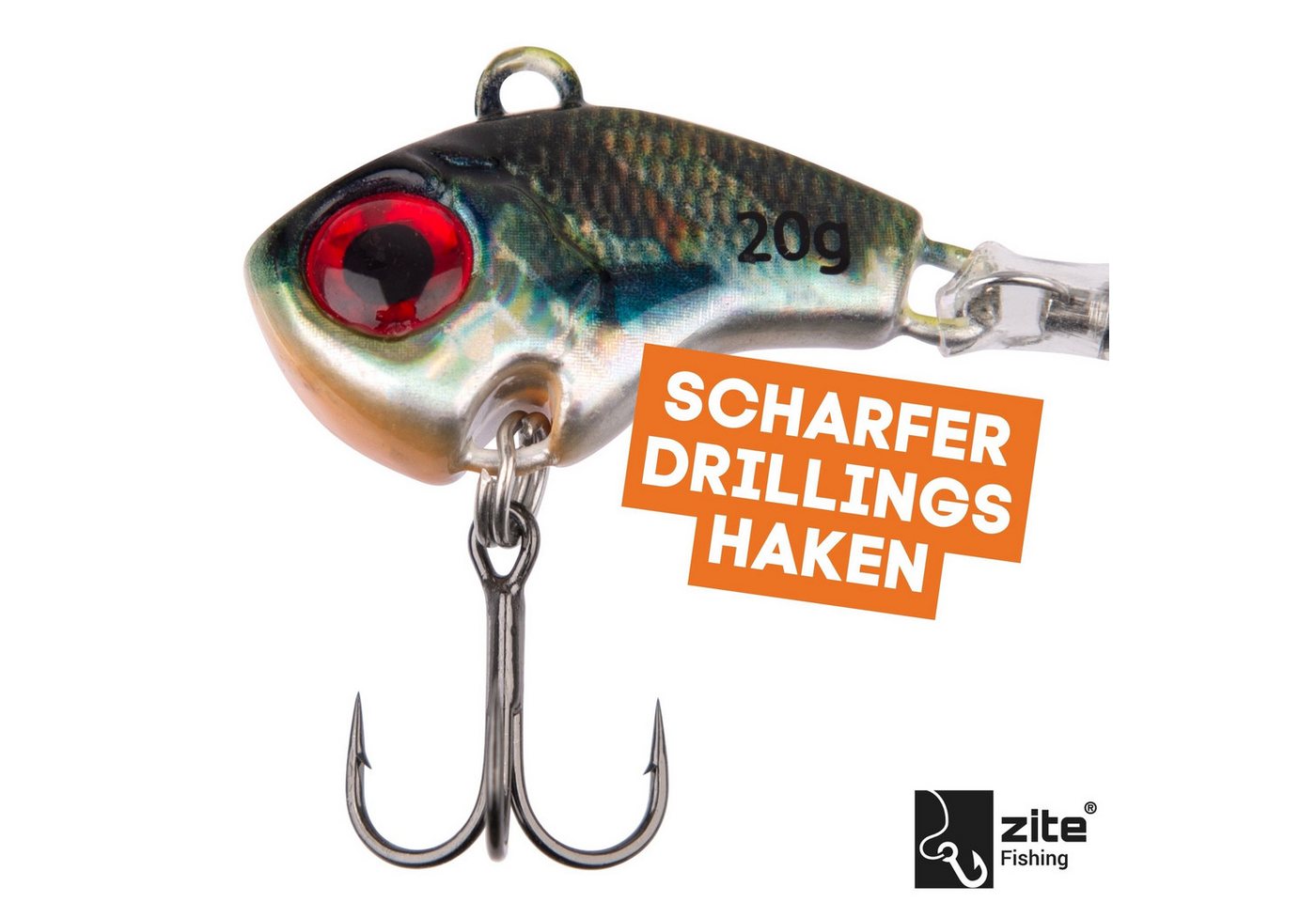 Zite Kunstköder Jigspinner Set 10-20g Neon & Natur Barschköder 5 Stück mit Tackle-Box Bild 3