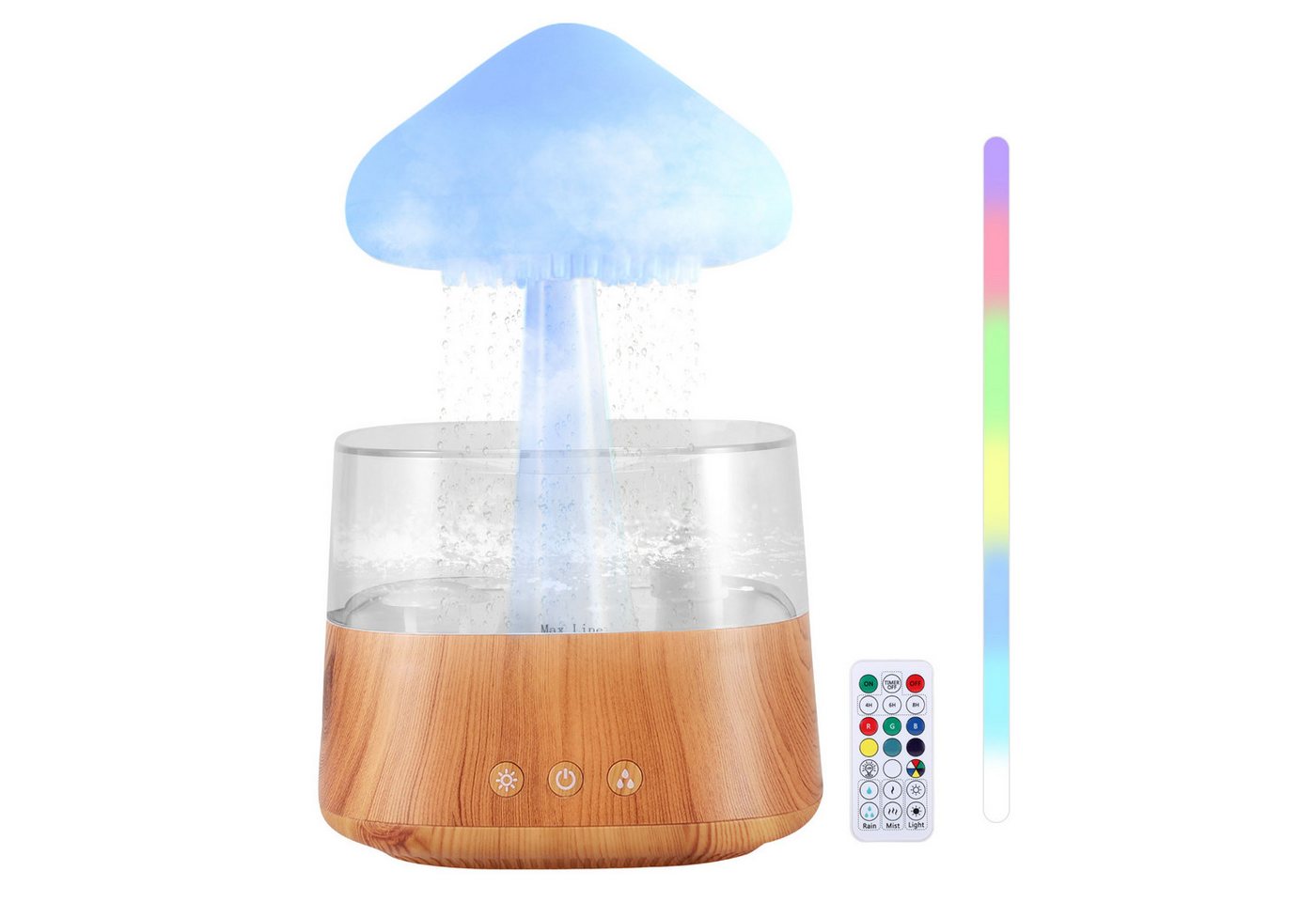 i@home Luftbefeuchter mit Regenwolken-Effekt – Luftbefeuchter mit Wassertropfen-Geräusch, 0,3 l Wassertank, mit Aromatherapie, Schlafzimmerlampe mit beruhigenden Geräuschen