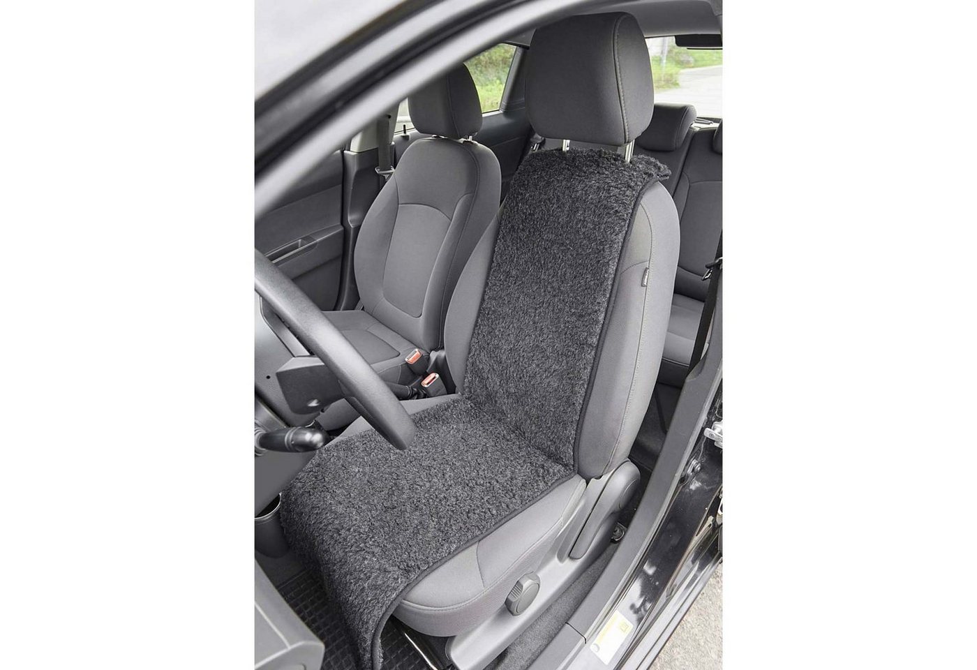 HAC24 Autositzauflage Universal Schurwolle Auto Sitzauflage Pkw Sitzschoner Sitzaufleger, 1-tlg., Wolle Schwarz 138 x 38 x 1 cm Bild 3