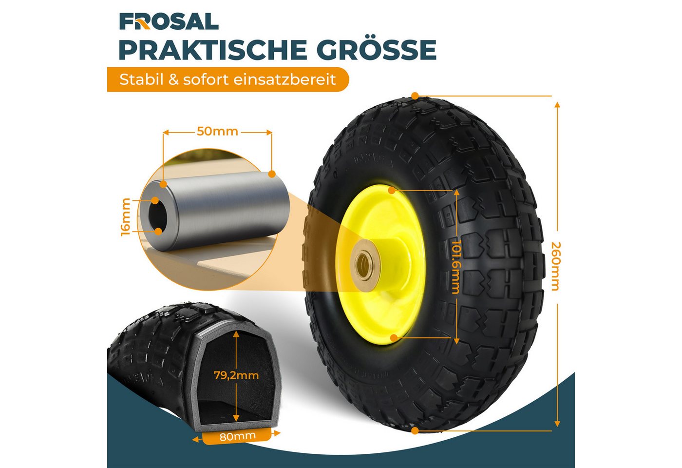 Frosal Ersatzrad FROSAL Ersatzrad Luftreifen 4.10/3.50-4 (260x85) (2 St) Bild 3