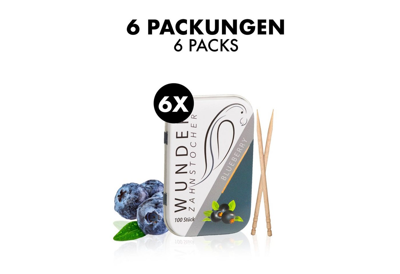 Wunder Zahnstocher Mundpflegecenter Wunder Zahnstocher Display 6er Pack Blaubeere DS Bild 2