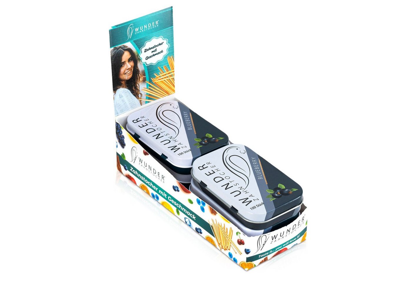 Wunder Zahnstocher Mundpflegecenter Wunder Zahnstocher Display 6er Pack Blaubeere DS Bild 3