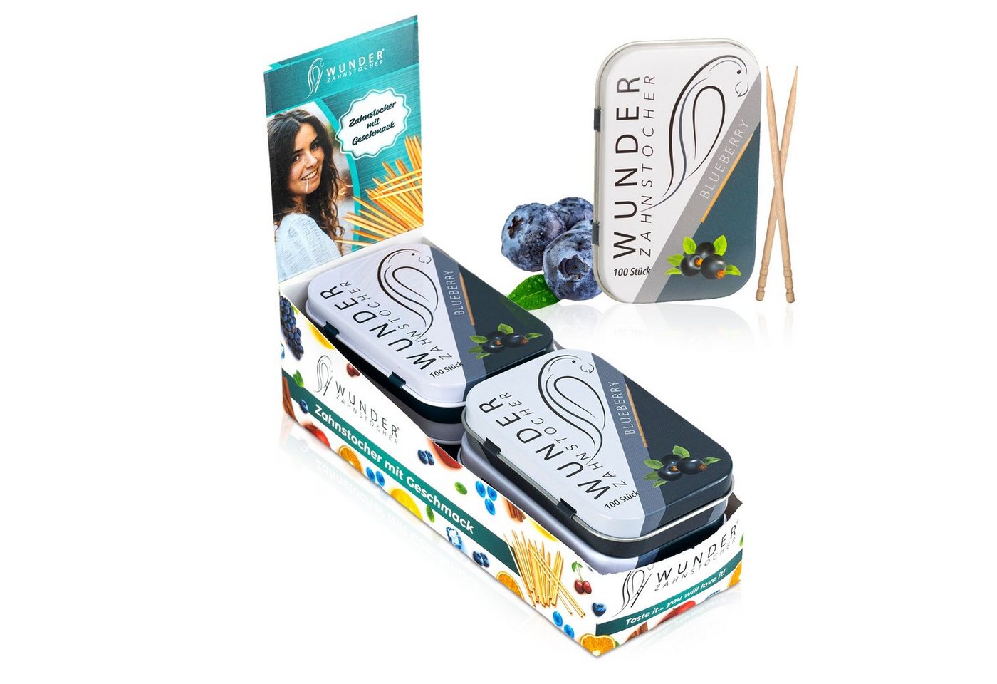 Wunder Zahnstocher Mundpflegecenter Wunder Zahnstocher Display 6er Pack Blaubeere DS Bild 4
