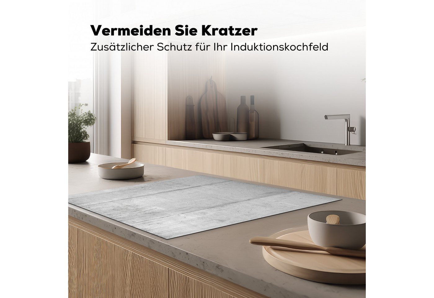 MuchoWow Herd-Abdeckplatte Grau - Betonoptik/print - Industriell, Vinyl, (1 tlg), Cerankochfeld Abdeckung, Herd Abdeckplatten Vinyl, 58x59 cm