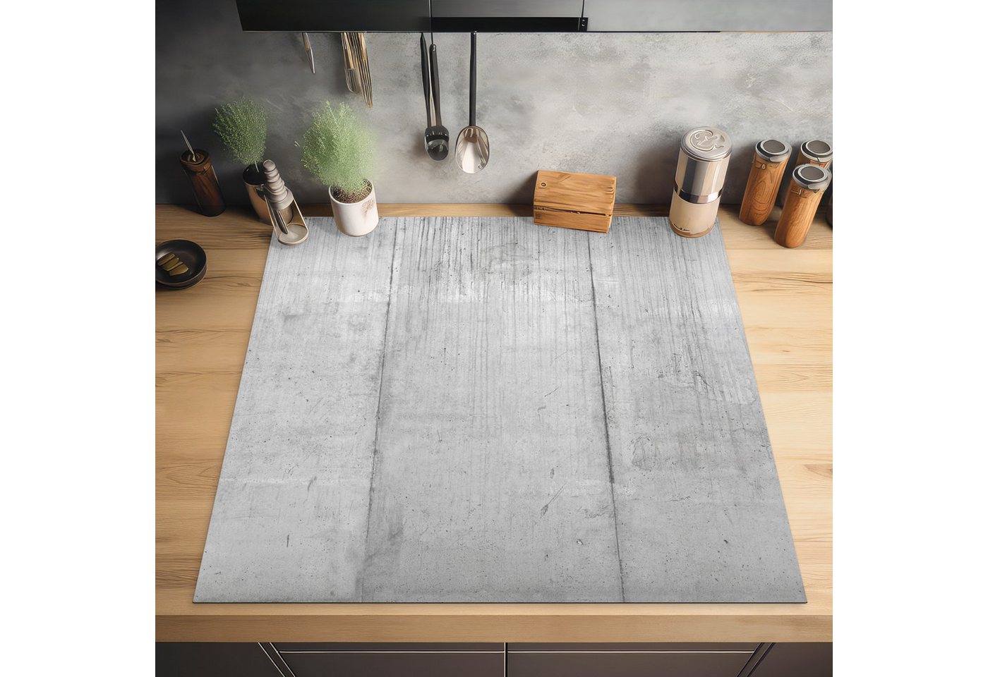 MuchoWow Herd-Abdeckplatte Grau - Betonoptik/print - Industriell, Vinyl, (1 tlg), Cerankochfeld Abdeckung, Herd Abdeckplatten Vinyl, 58x59 cm Bild 4
