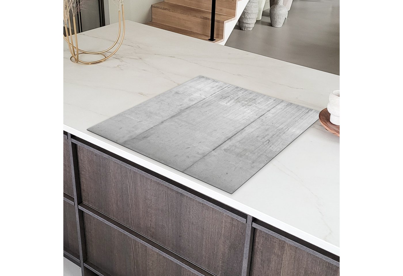 MuchoWow Herd-Abdeckplatte Grau - Betonoptik/print - Industriell, Vinyl, (1 tlg), Cerankochfeld Abdeckung, Herd Abdeckplatten Vinyl, 58x59 cm Bild 5