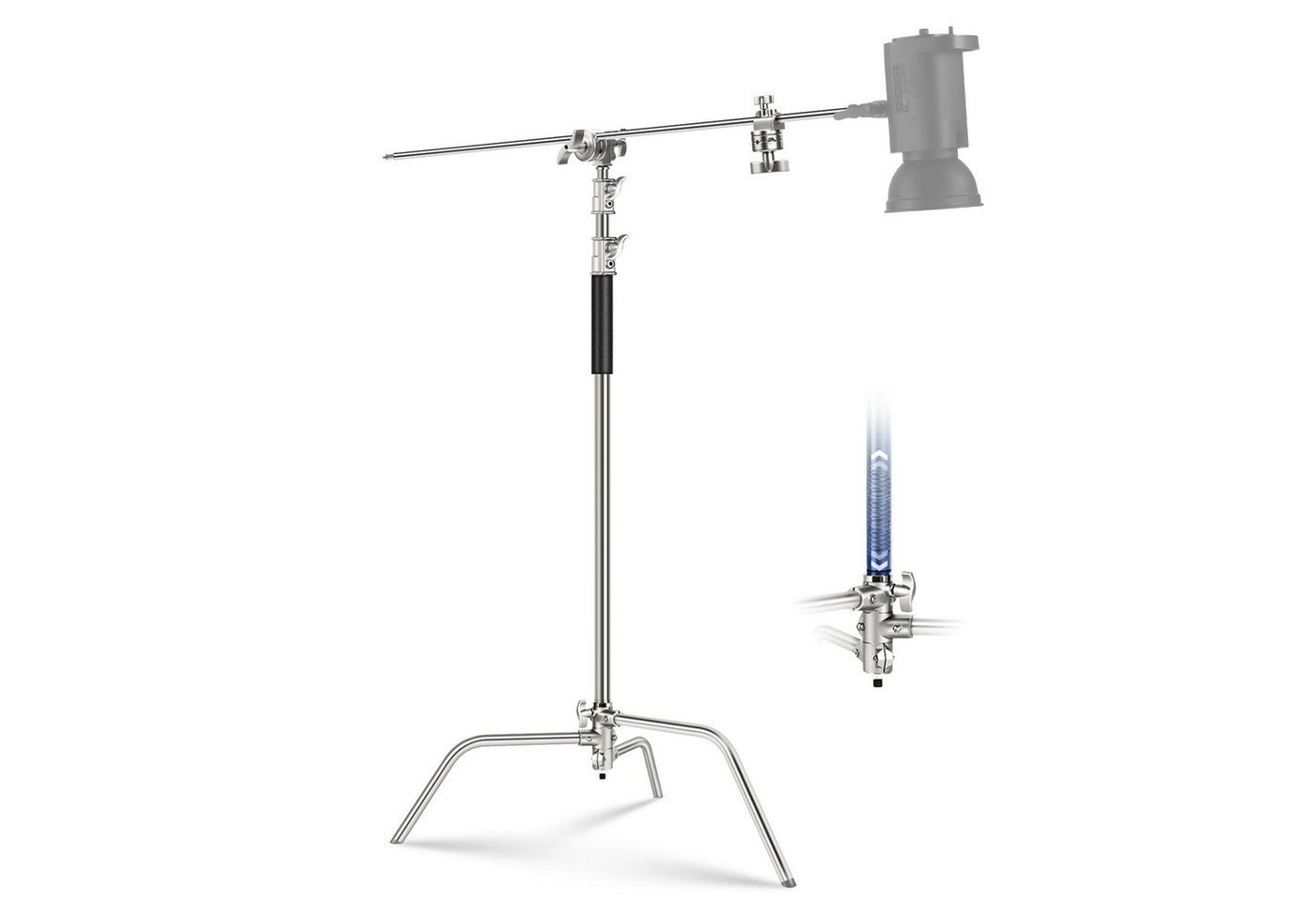 Neewer 100% Edelstahl Heavy Duty C Ständer mit Arm, SC320 Lite Lampenstativ (320cm Fotografie Lichtstativ, 128cm Trag Boom Arm, 2 Griff Köpfe) Bild 5