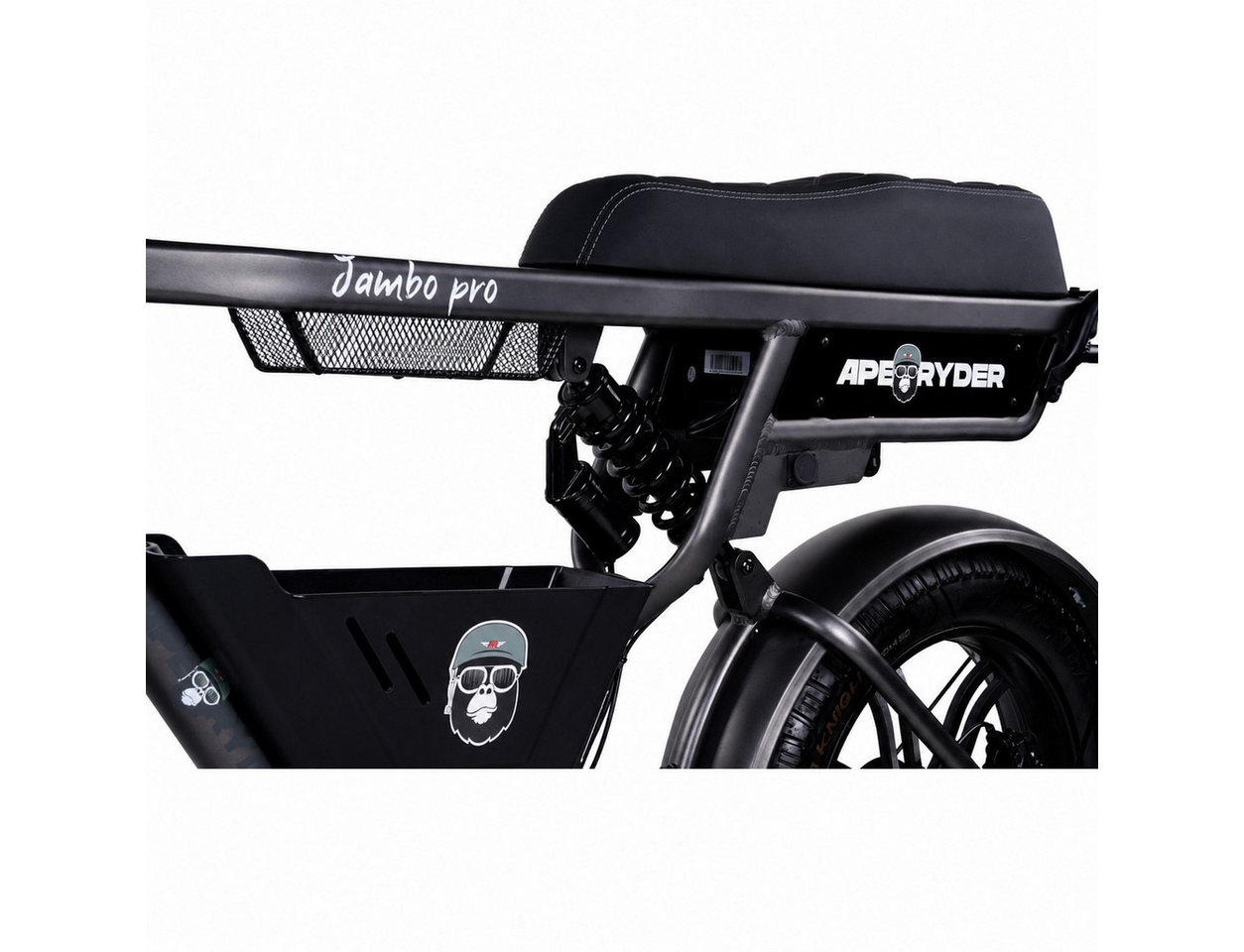 APE RYDER E-Bike Mountainbike Jambo Pro 20 Zoll Fatbike, 250 W Motor 48 V 13 Ah Akku, bis 95 km, 7 Gang, Heckmotor, 624 Wh, (Packung), Shimano 7-Gang, hydraulische Scheibenbremsen