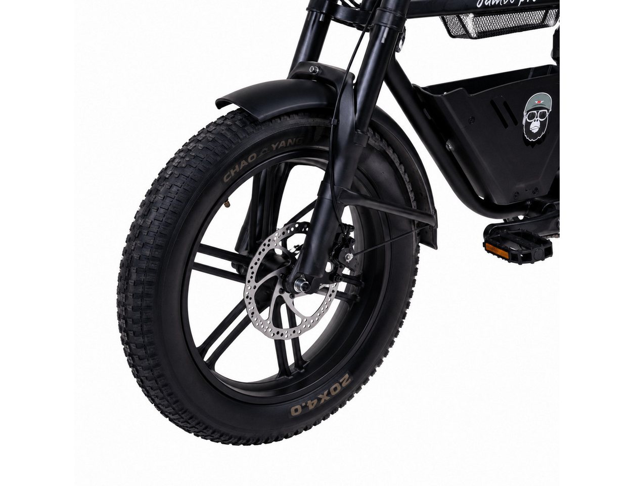 APE RYDER E-Bike Mountainbike Jambo Pro 20 Zoll Fatbike, 250 W Motor 48 V 13 Ah Akku, bis 95 km, 7 Gang, Heckmotor, 624 Wh, (Packung), Shimano 7-Gang, hydraulische Scheibenbremsen Bild 4