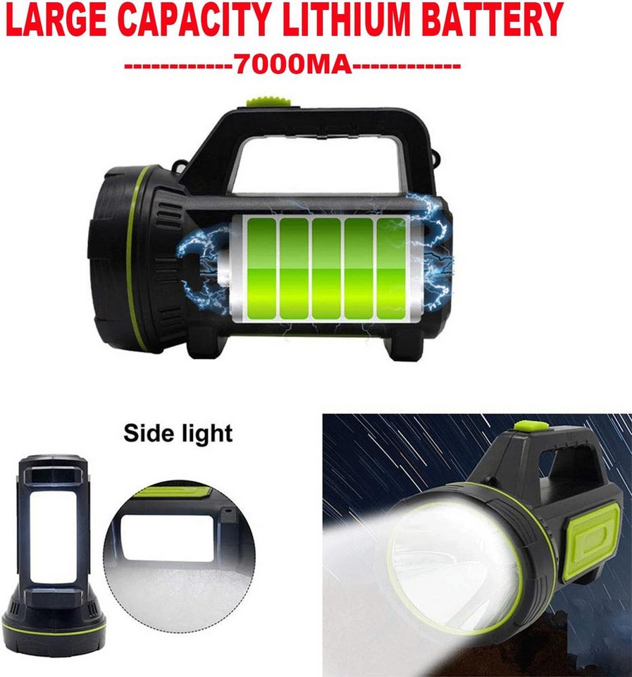 AURIVION Taschenlampe LED Taschenlampe USB wiederaufladbar für Camping & Outdoor (Set, 1-St., Multifunktionale Handlampe für Notfälle und Freizeit), Superhelle Campingleuchte für Arbeit, Angeln & Wandern Bild 3