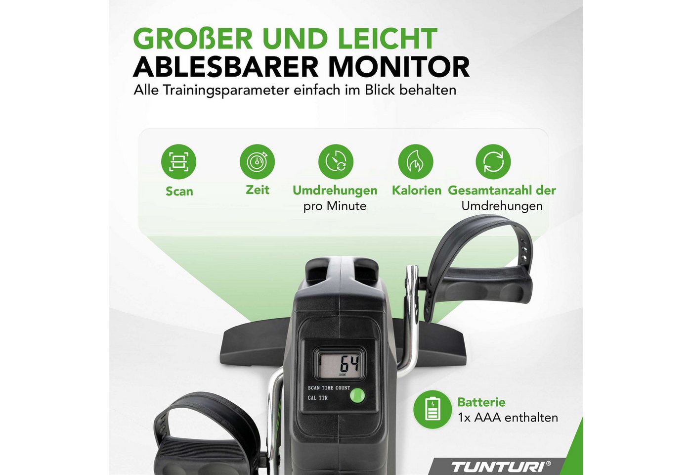 Tunturi Pedaltrainer Heimtrainer - Cardio Fit M30 Mini Bike - Pedaltrainer - Arm- und Beint