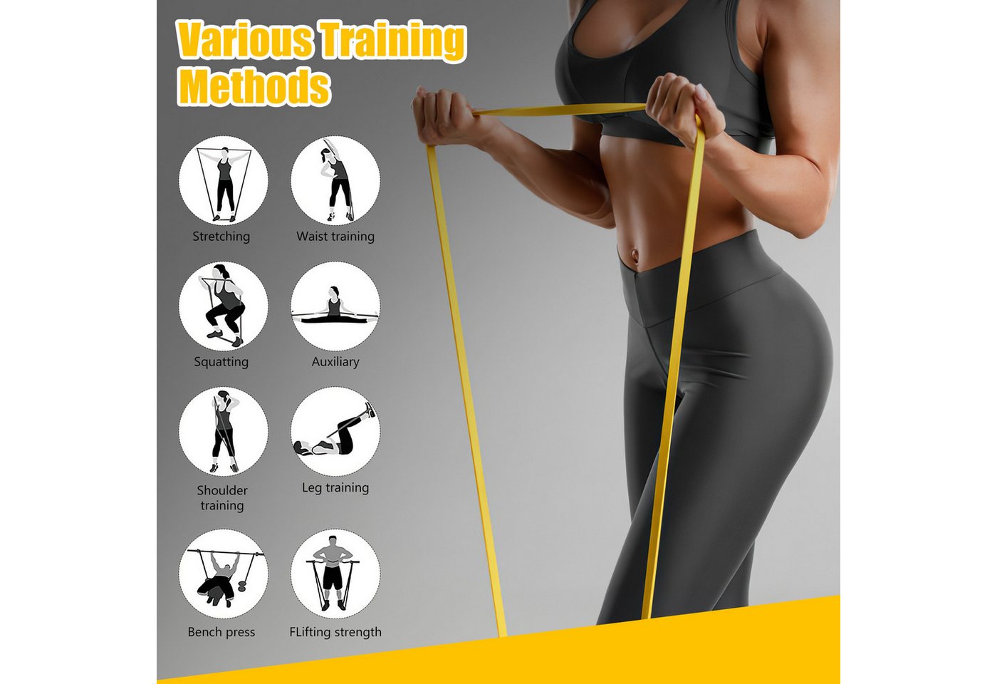BlingBin Trainingsbänder 5 Stufen von Fitnessbänder Widerstandsbänder-Set für Training, Fitness, Workout und Physiotherapie für Damen und Herren Bild 2