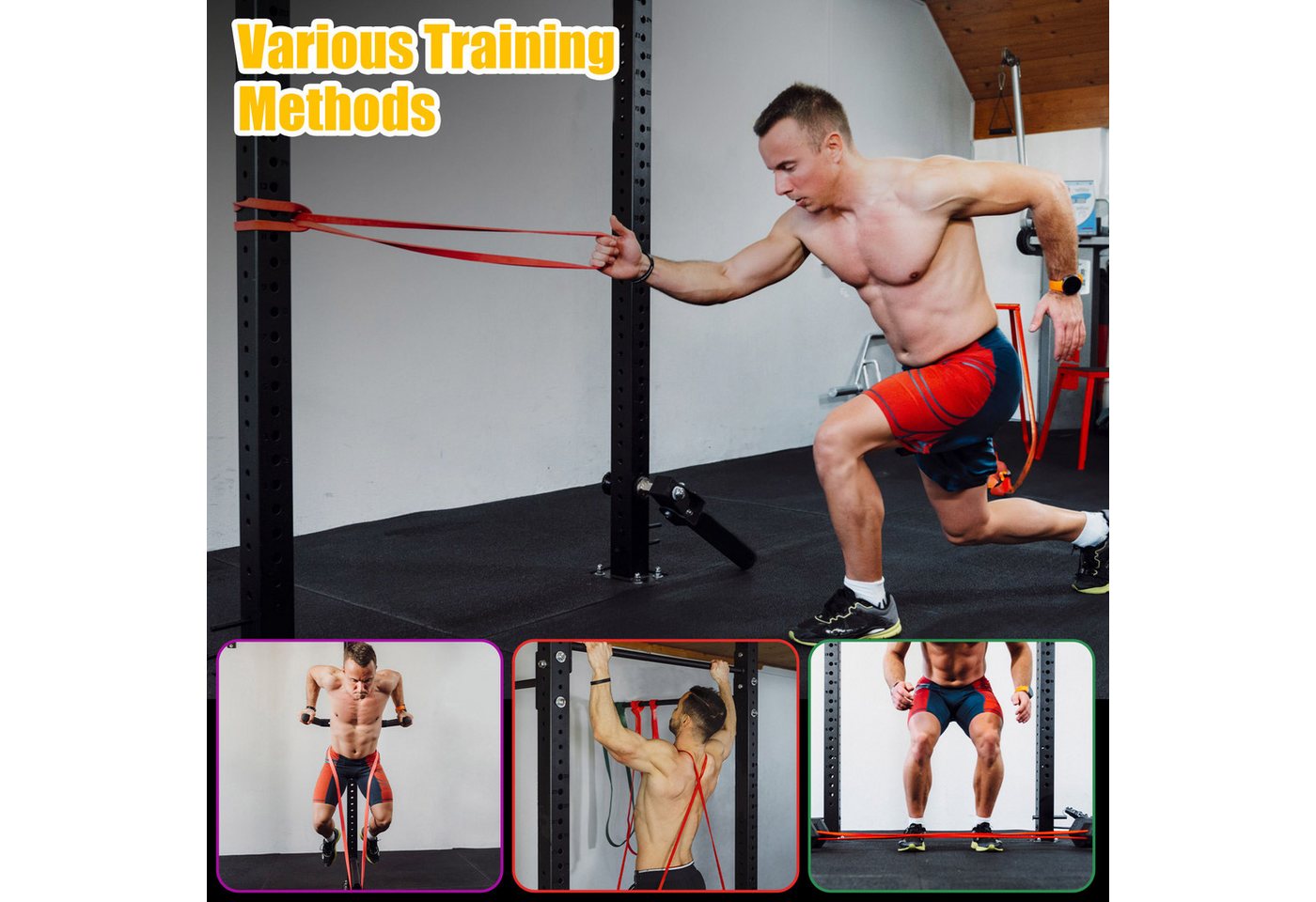 BlingBin Trainingsbänder 5 Stufen von Fitnessbänder Widerstandsbänder-Set für Training, Fitness, Workout und Physiotherapie für Damen und Herren Bild 3